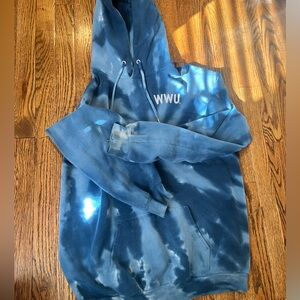Blue Tie-Dye Hoodie with WWU Logo